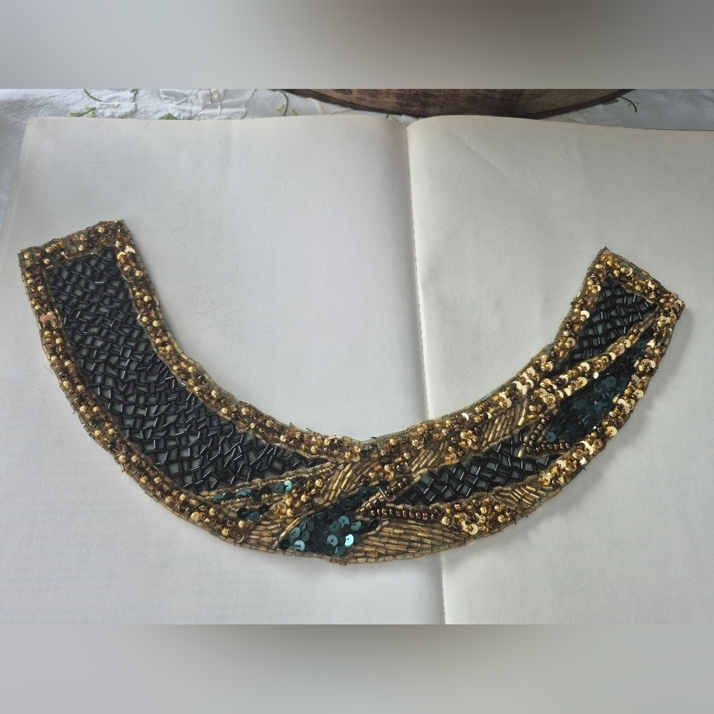 Gold and Black Beaded Collar Necklace